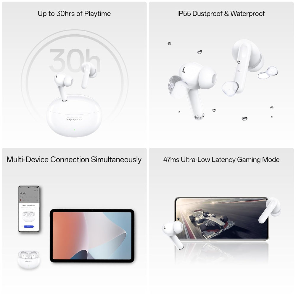 OPPO Enco Air3 Pro Industry first Composite Bamboo Fiber,ANC,30H Playtime,Fast Charge Bluetooth (Green, True Wireless)