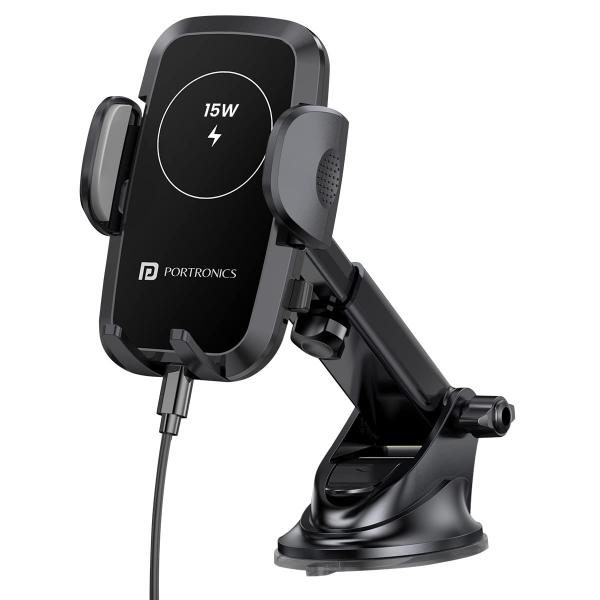 Portronics Charge Clamp 2 15W Wireless Charging Phone Holder