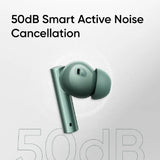 Real Me Air 6 Buds | 50dB Active Noise Cancellation, Hi-Res LHDC Audio, 12.4mm Dynamic Bass Driver, 6 Mic Clear Voice Calls, 51,IP55 Waterproof,TWS for Apple & Android (Air 6, Forest Green)