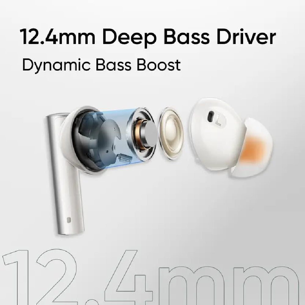 Real Me Air 6 Buds | 50dB Active Noise Cancellation, Hi-Res LHDC Audio, 12.4mm Dynamic Bass Driver, 6 Mic Clear Voice Calls, 51,IP55 Waterproof,TWS for Apple & Android (Air 6, Forest Green)