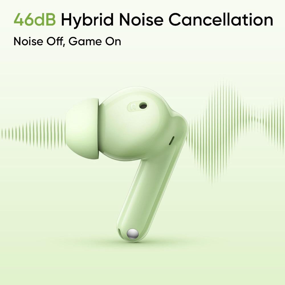 realme Buds N1 True Wireless in-Ear Earbuds with 46dB Hybrid ANC, 360° Spatial Audio, 12.4mm Dynamic Bass Driver, Upto 40Hrs Battery and Fast Charging (Energizing Green)