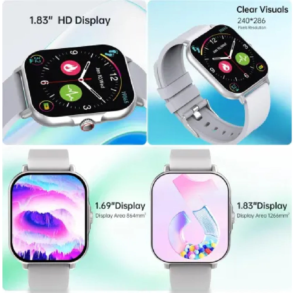 SHKOD Watch1 Pro 1.83" HD Display Bluetooth Calling, AI Voice Assistant(Black) Smartwatch (Black Strap, 1.83)