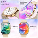 SHKOD Watch3 Pro 2.01" HD Display Bluetooth Calling, Fast Charging (Black) Smartwatch (Black Strap, 2.01)