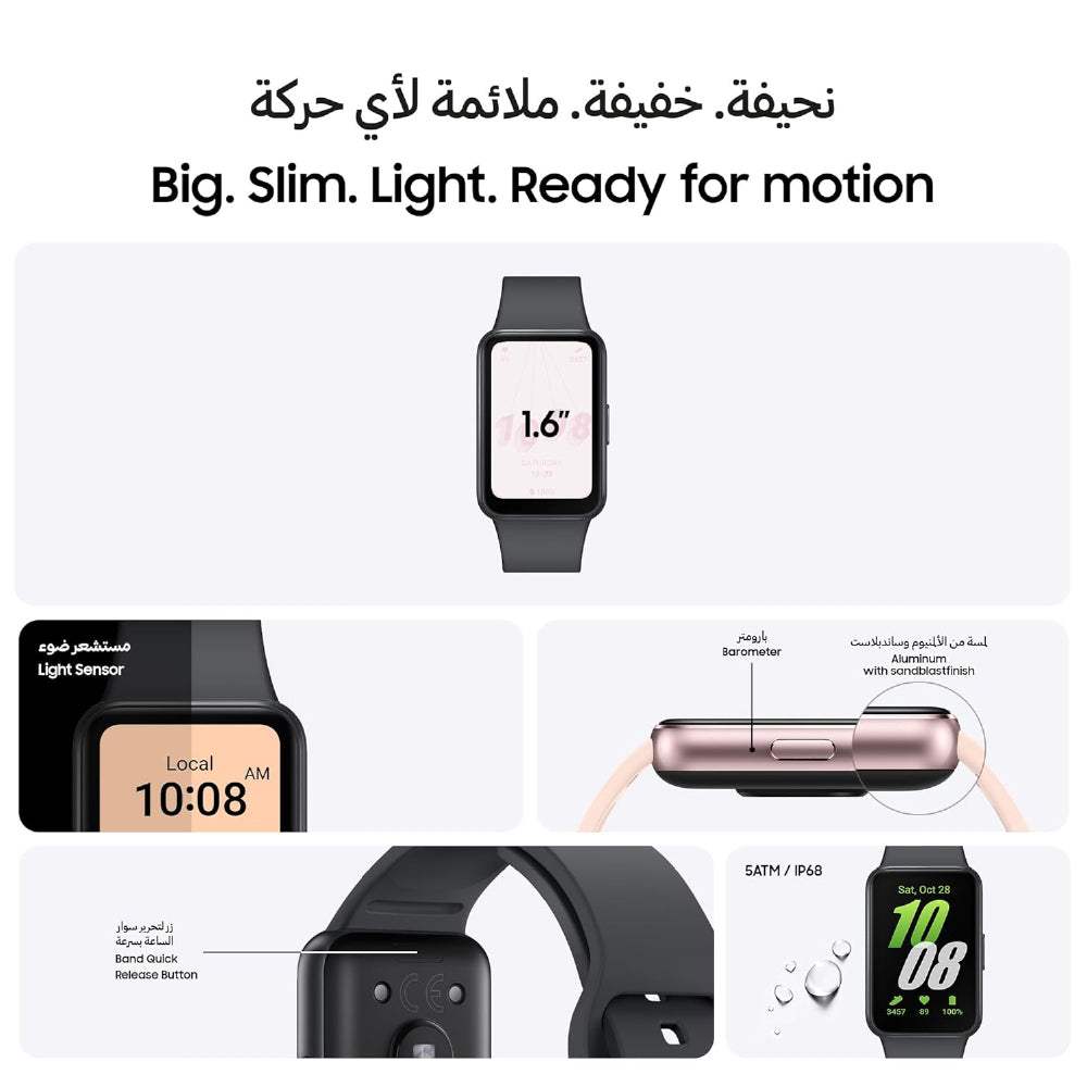 Samsung Galaxy Fit3 Light and Sleek Fitness Band, 13 Days Battery, 100+ Exercises and Sleep Tracking, Dark Gray (Black)