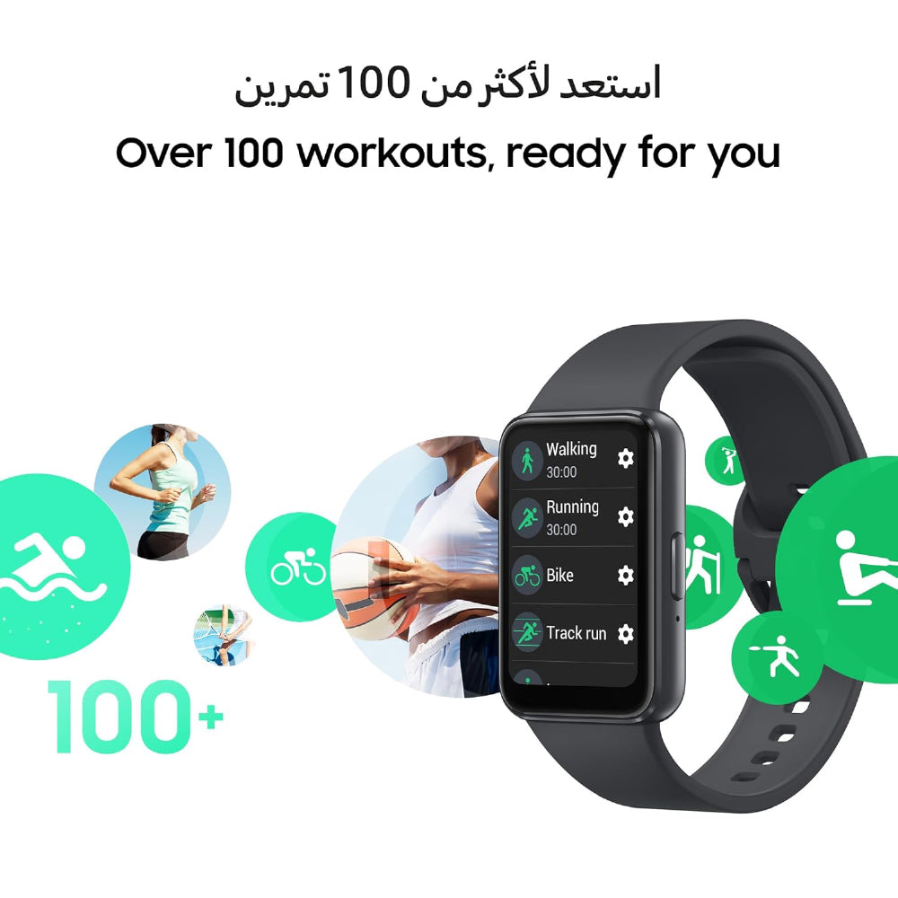 Samsung Galaxy Fit3 Light and Sleek Fitness Band, 13 Days Battery, 100+ Exercises and Sleep Tracking, Dark Gray (Black)