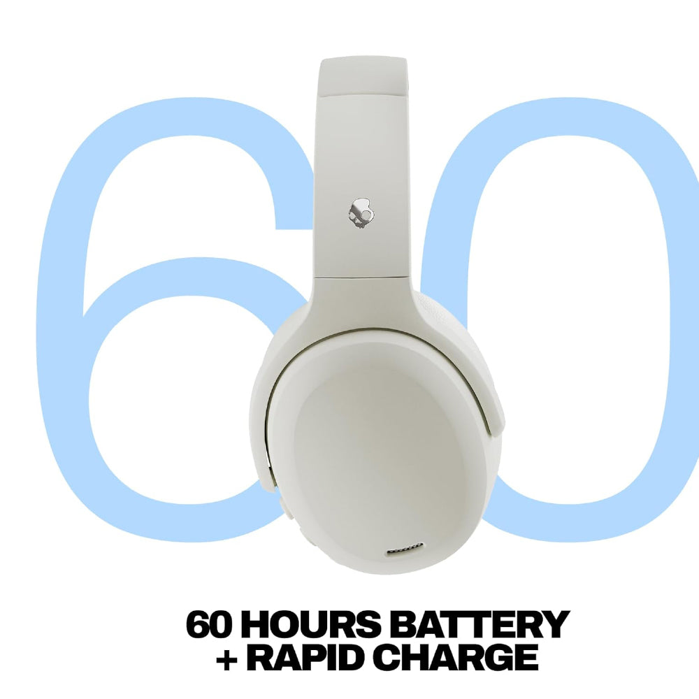 Skullcandy Crusher ANC 2 Over-Ear Wireless Headphones 100 dB| Active Noise Cancellation, Sensory Bass, Dual Pairing, 50H Battery, Rapid Charge, Alexa Built-in | Bone, Off White