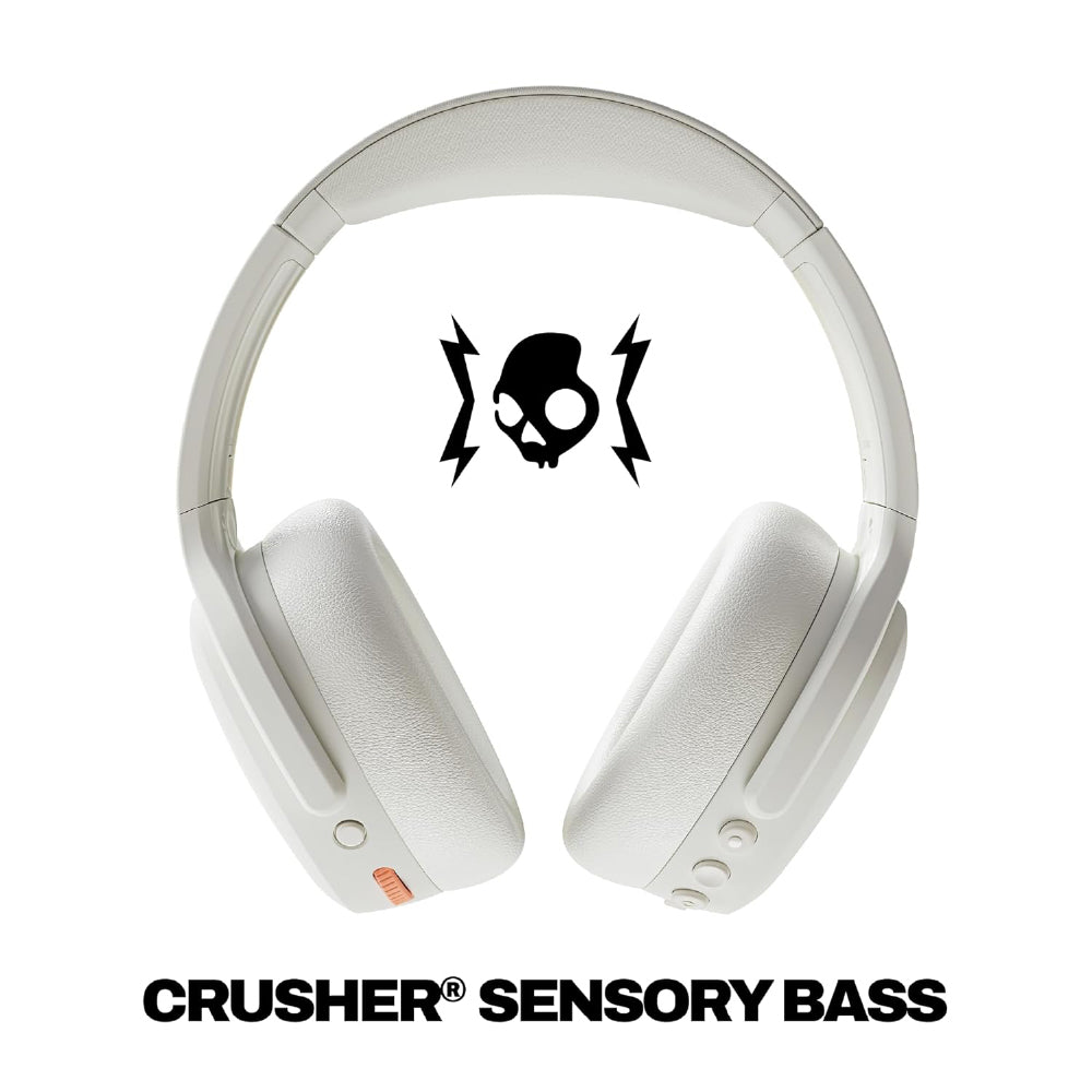 Skullcandy Crusher ANC 2 Over-Ear Wireless Headphones 100 dB| Active Noise Cancellation, Sensory Bass, Dual Pairing, 50H Battery, Rapid Charge, Alexa Built-in | Bone, Off White