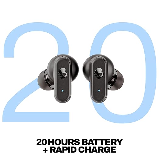 Skullcandy Dime 3 True Wireless Earbuds | Multipoint Bluetooth Pairing, 20-Hour Battery Life, Built-in Mic, Auto Connect | Compatible with iPhone & Android – Black
