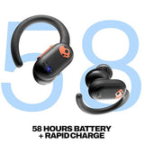 Skullcandy Push ANC Active in Ear Wireless Earbuds – 44Hr Battery + Rapid Charge, Active Noise Cancellation, IP67 Waterproof, Wireless Charging Case, Mic – True Black/Orange
