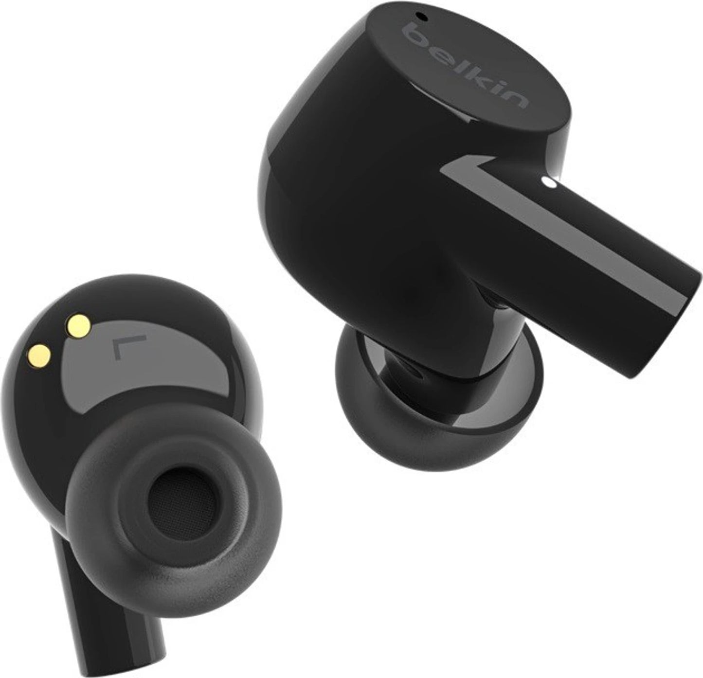BELKIN TWS Earbuds IPX5,Up to 31 hrs. Playtime Wireless Charging Dual mic on Each Side Bluetooth Headset (Black, True Wireless)