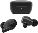 BELKIN TWS Earbuds IPX5,Up to 31 hrs. Playtime Wireless Charging Dual mic on Each Side Bluetooth Headset (Black, True Wireless)