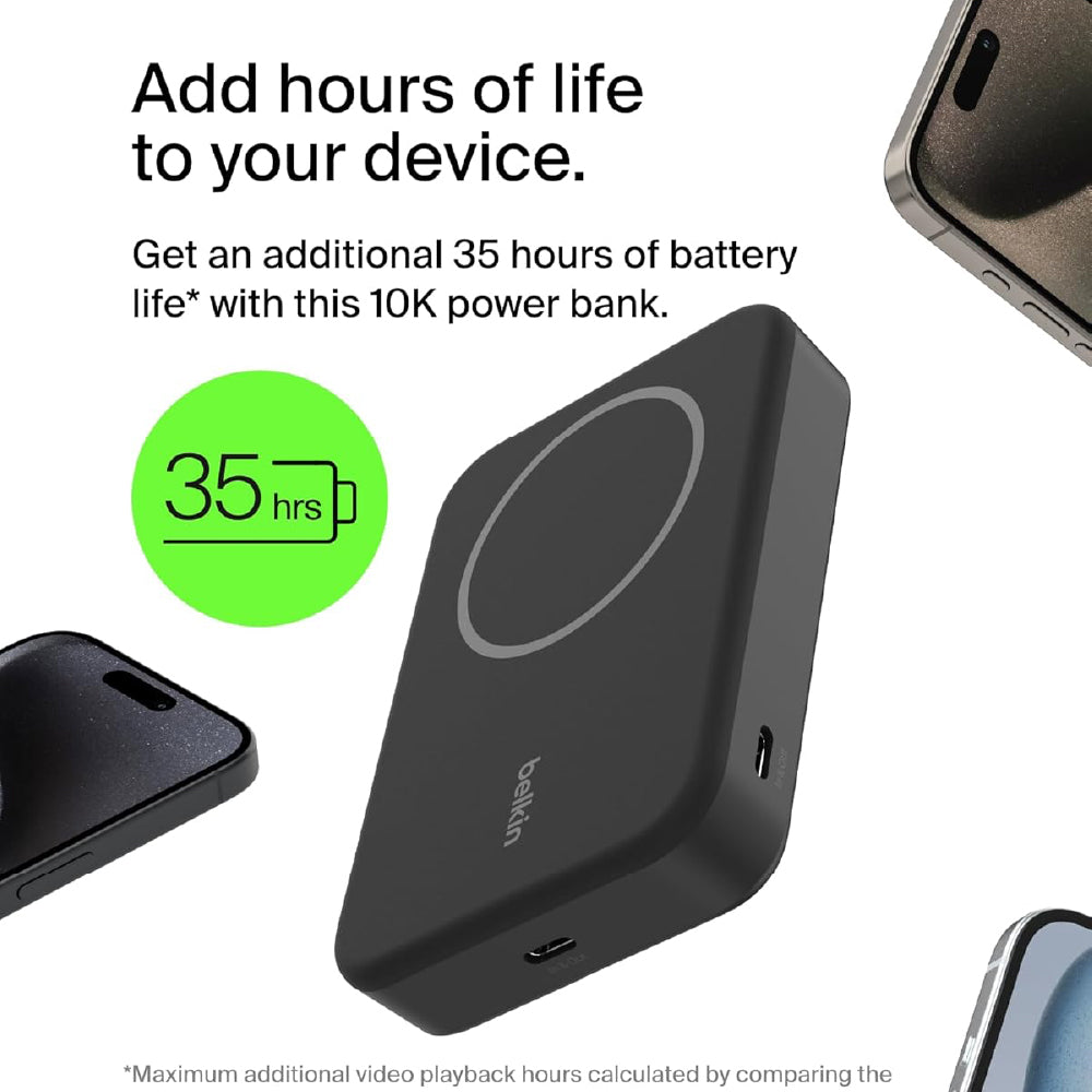 Belkin Qi2 10000 mAh Magsafe Wireless Power Bank | 15W Wireless Fast Charging, Compatible w/iPhone 17, Air, Pro, Pro Max, Google Pixel 10, etc. | 2 Years Warranty | Black