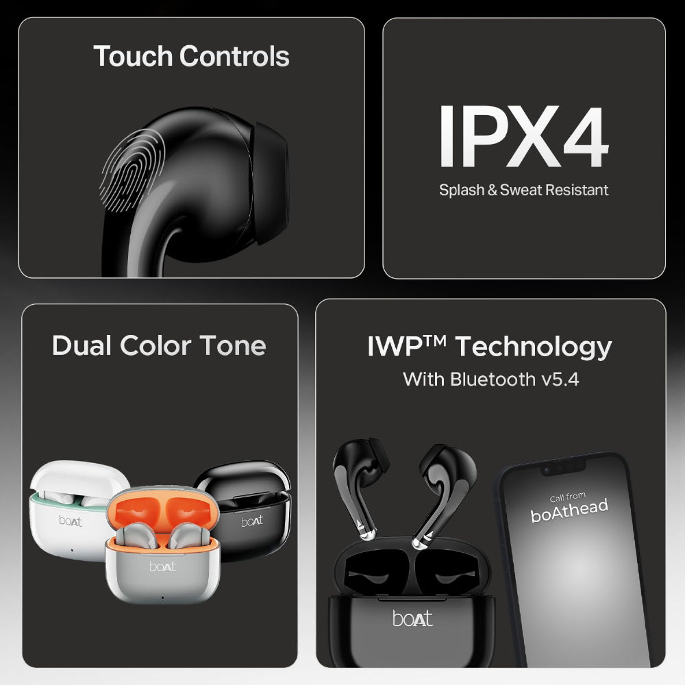 boAt Airdopes 101v2, 35H Battery, ENx Tech, 13mm Drivers, ASAP Charge, Flex-Fit Ear Tips,Stream Ad Free Music via App Support, Bluetooth Earbuds, TWS Ear Buds Wireless Earphones with mic (Pitch Black)