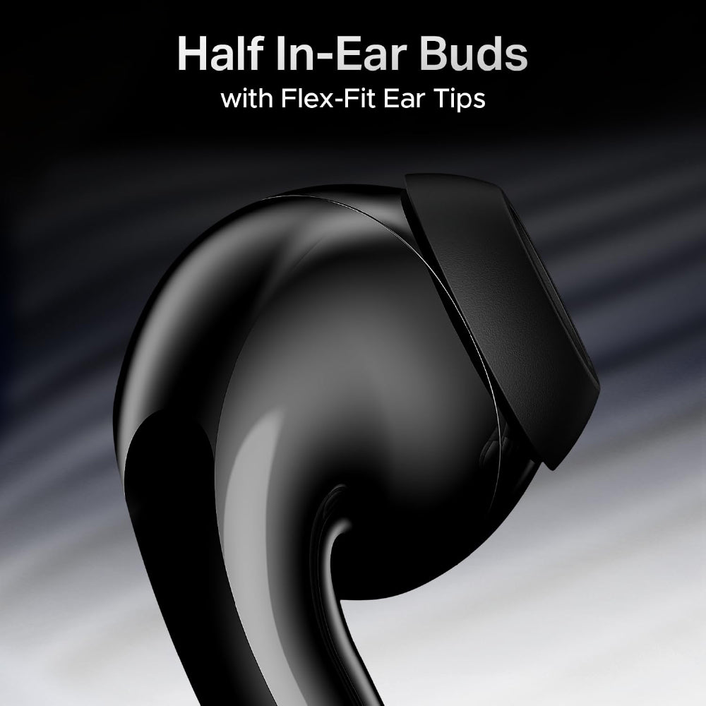 boAt Airdopes 101v2, 35H Battery, ENx Tech, 13mm Drivers, ASAP Charge, Flex-Fit Ear Tips,Stream Ad Free Music via App Support, Bluetooth Earbuds, TWS Ear Buds Wireless Earphones with mic (Pitch Black)
