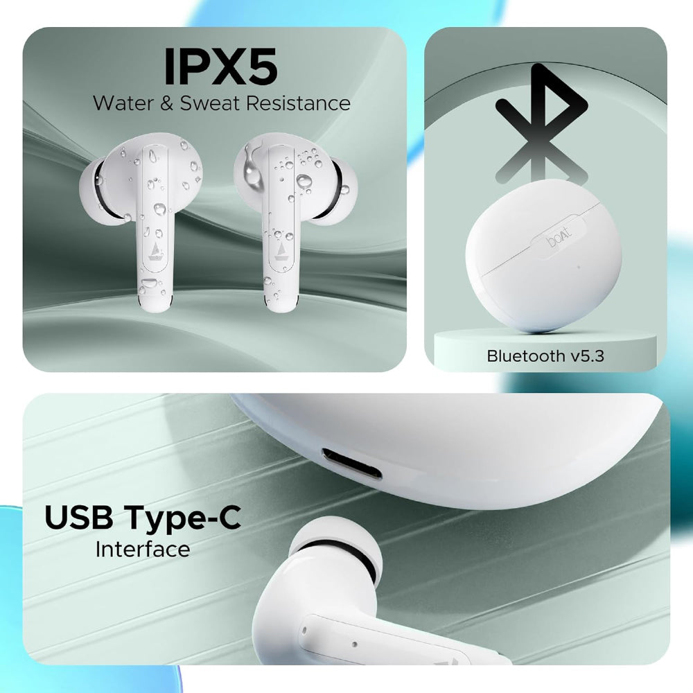 BoAt Airdopes 161 ANC TWS Earbuds w/ 32 dB ANC, 50 hrs Playback, 50 ms Low Latency BEASTTM Mode, IWPTM Tech, Dual EQ Modes, 4 Mics with ENx, ASAP Charge, Bluetooth v5.3
