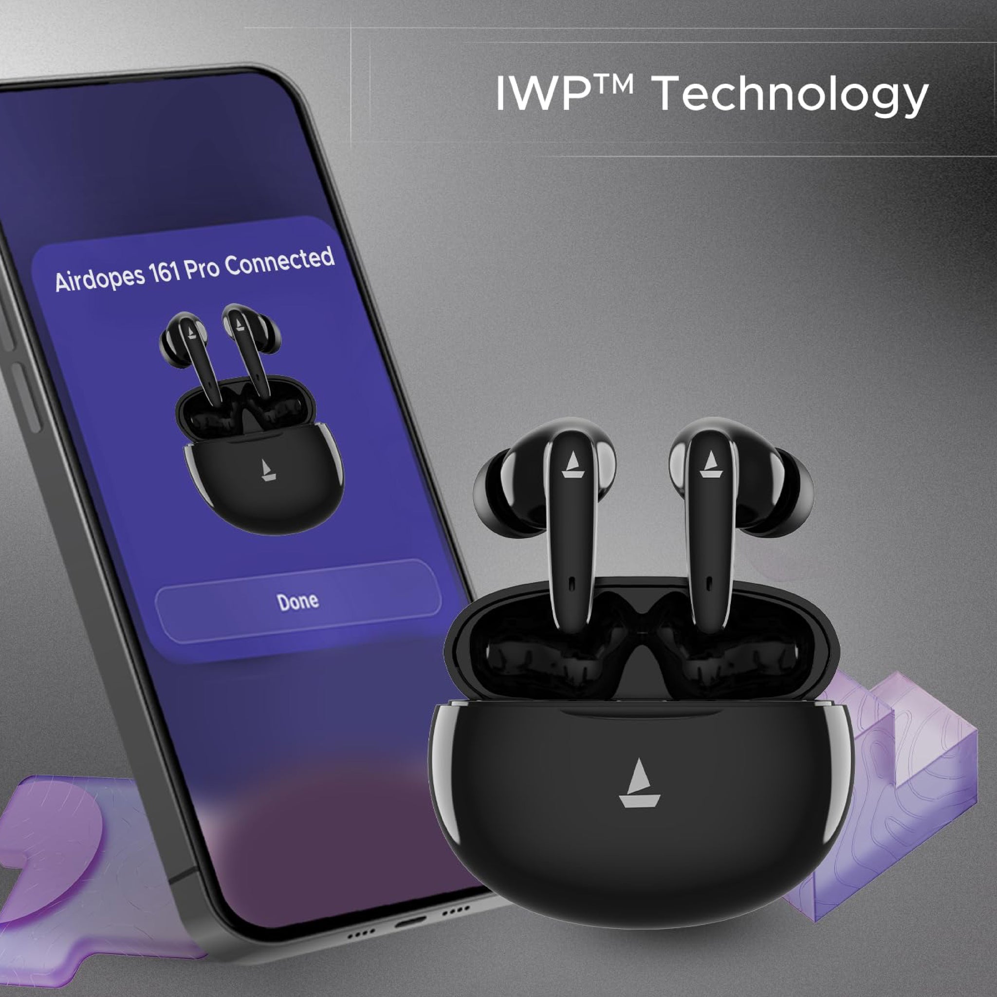 boAt Airdopes 161 Pro Buds Wireless Earbuds with 50 Hours Playback, Dual Pairing, Dual Mics with ENx™ Technology
