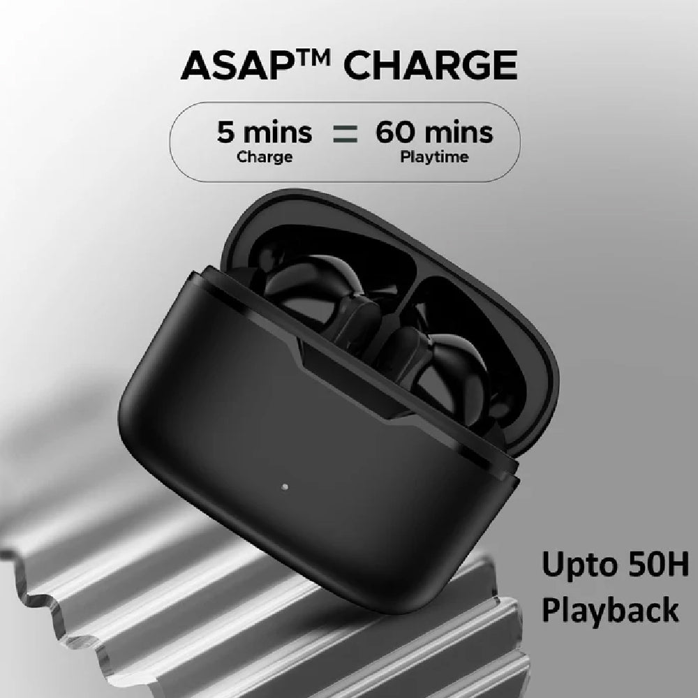 Boat Airdopes Ultra Plus, 50 H Battery, 4Mics ENx, ASAP Charge, Low Latency, Stream Ad Free Music via App Support, Bluetooth Earbuds, TWS Ear Buds Wireless Earphones with mic (Midnight Black)