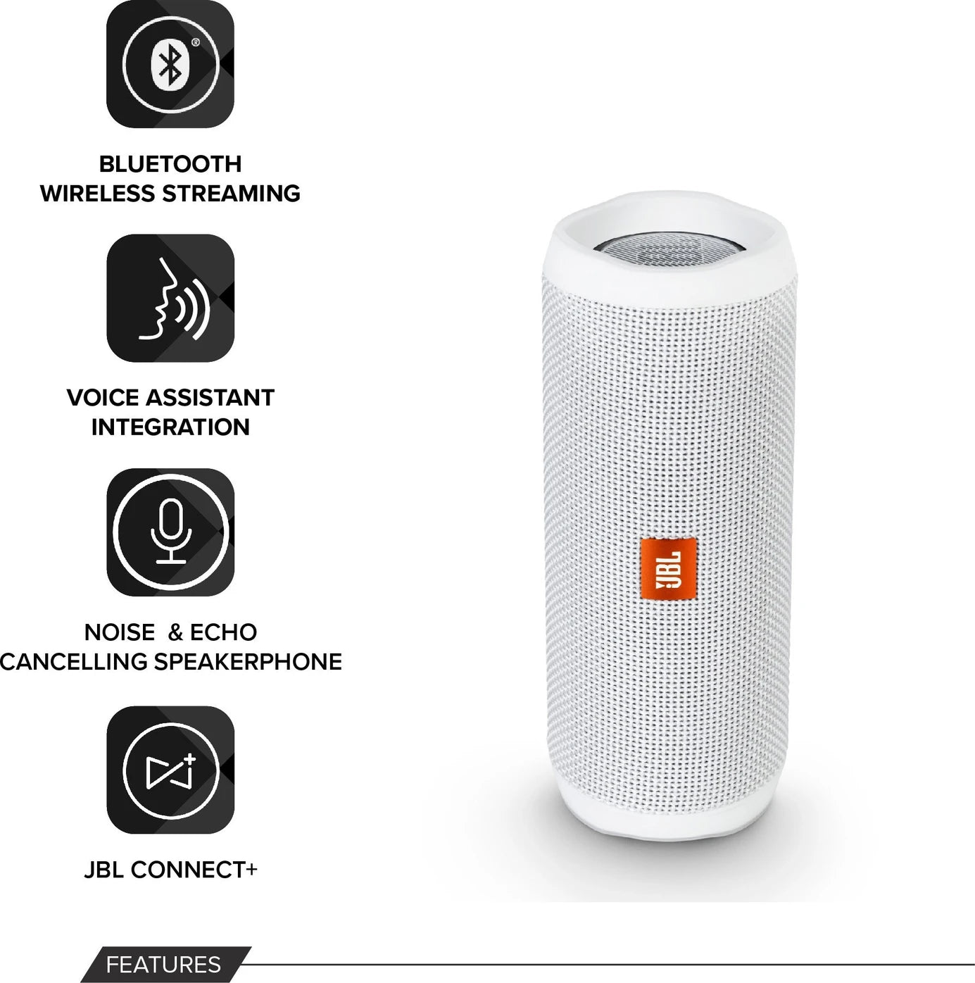 JBL Flip 4 with 12Hrs Playtime, IPX7 Waterproof 16 W Portable Bluetooth Speaker (White, Stereo Channel) - CarrotKart | India's first Open Box ecommerce platform