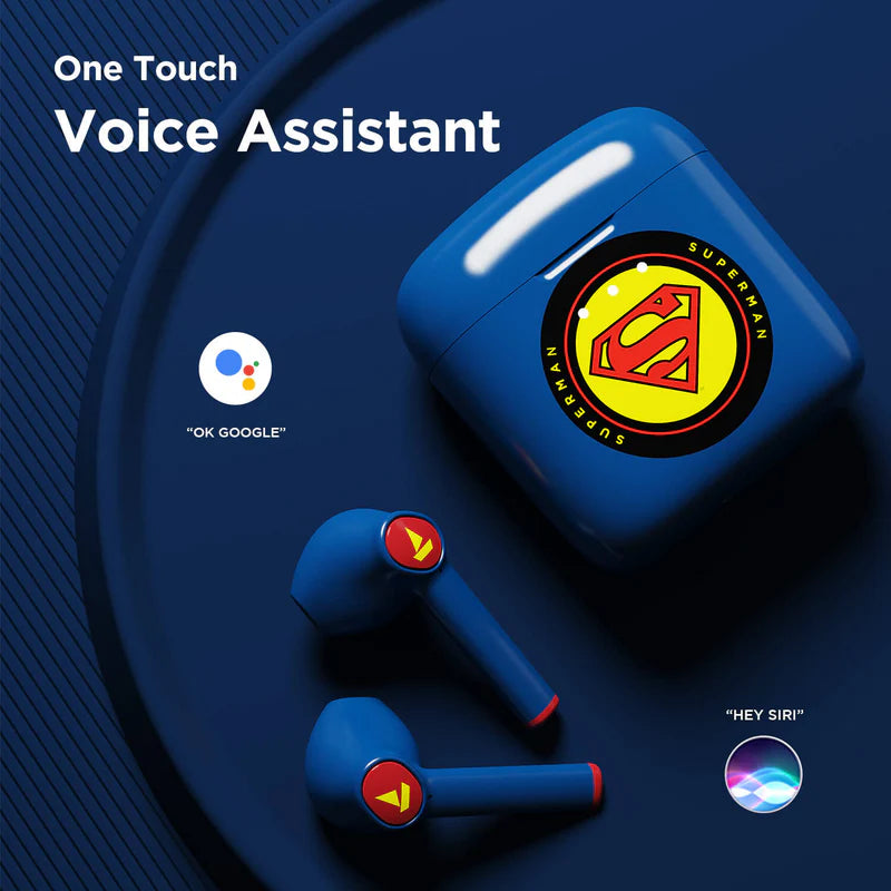 Side angle of CarrotKart Airdopes 131 DC Superman Edition Earbuds – India | CarrotKart