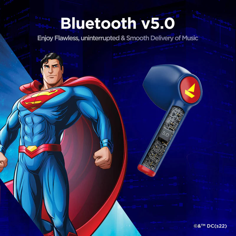 Back view of CarrotKart Airdopes 131 DC Superman Edition Earbuds – India | CarrotKart