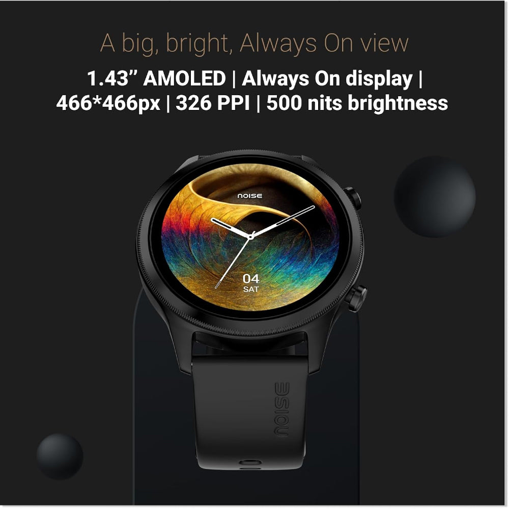 Noise Pulse 4 Max Smart Watch with AI Create (India's 1st Ever with Unlimited Watch Faces), AI Search, 1.96" AMOLED Display, Functional Crown, Premium Metallic Finish, Health Suite (Jet Black)
