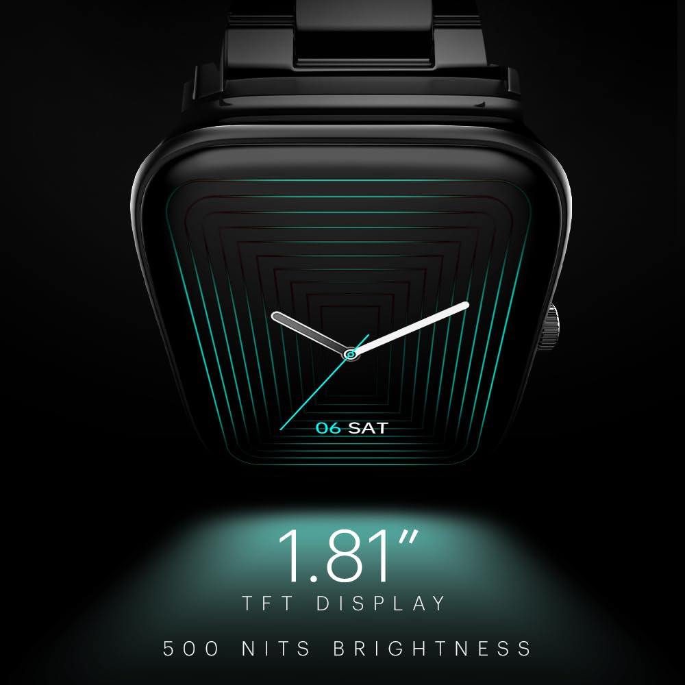 Noise Quad Call 1.81" Display, Bluetooth Calling Smart Watch, AI Voice Assistance, 160+Hrs Battery Life, Metallic Build, in-Built Games, 100 Sports Modes, 100+ Watch Faces, 5 Watts (Elite Black)