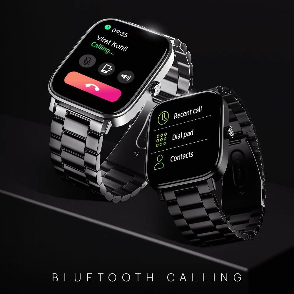 Noise Quad Call 1.81" Display, Bluetooth Calling Smart Watch, AI Voice Assistance, 160+Hrs Battery Life, Metallic Build, in-Built Games, 100 Sports Modes, 100+ Watch Faces, 5 Watts (Elite Black)