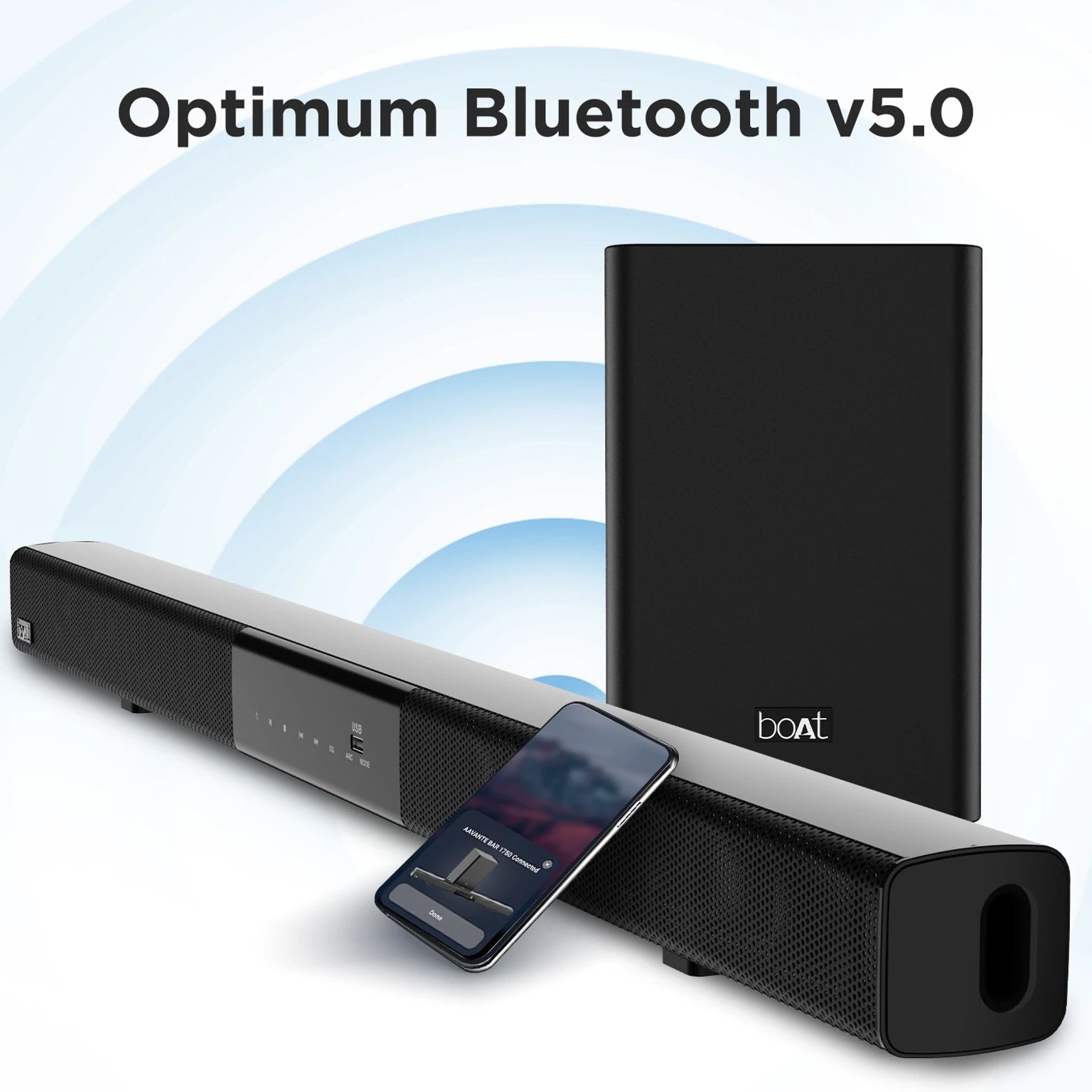 boAt Aavante Bar 1750 120W Soundbar 2.1 Channel Wireless Sub