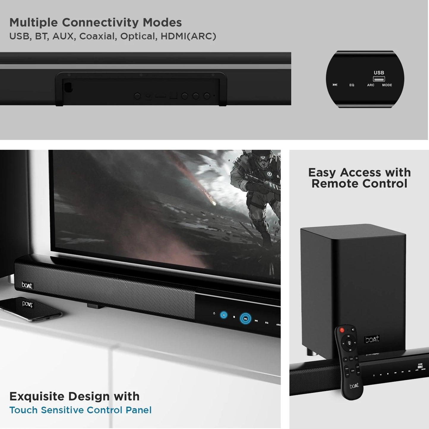 boAt Aavante Bar 1750 120W Soundbar 2.1 Channel Wireless Sub