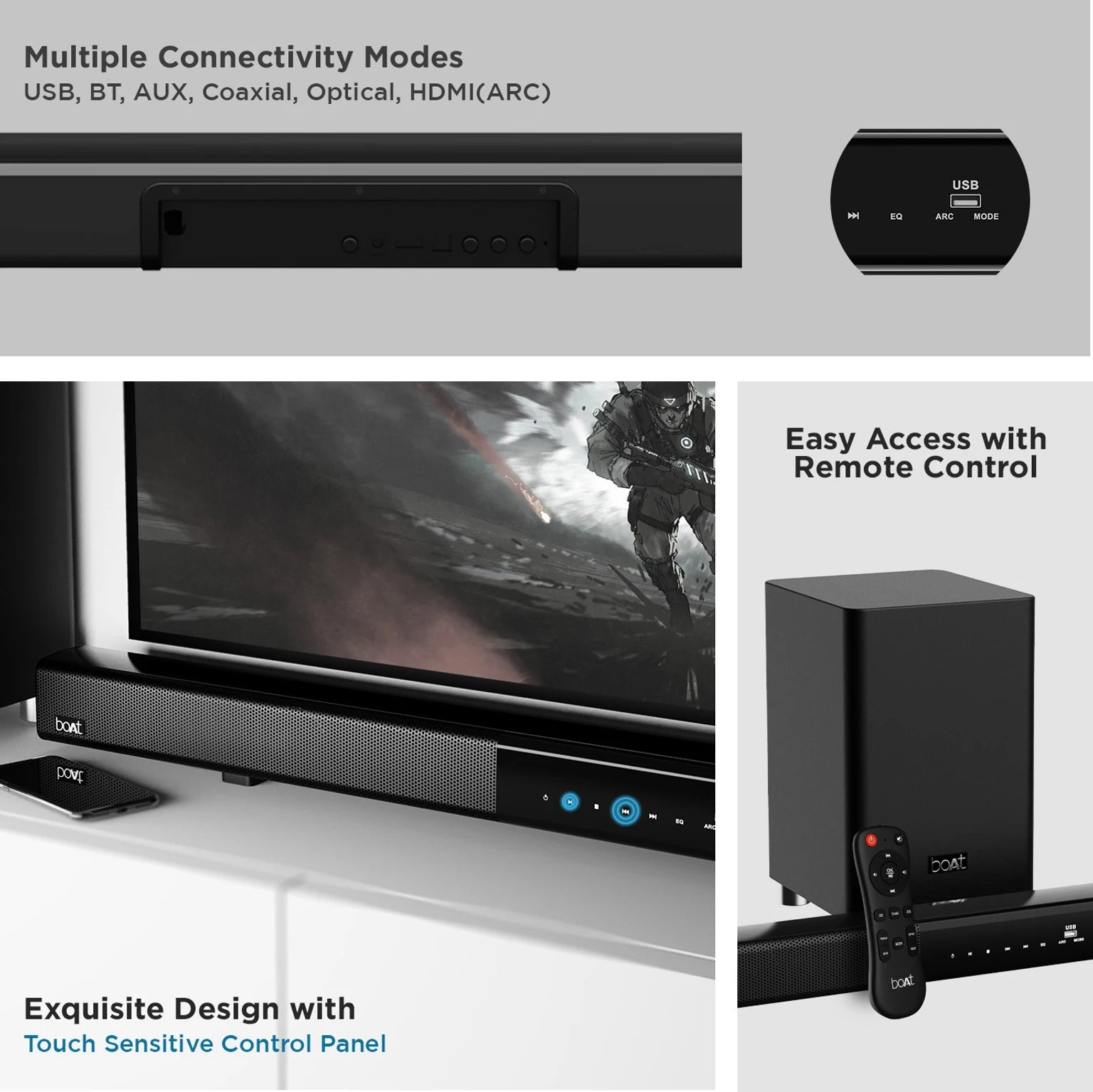boAt Aavante Bar 1750 120W Soundbar 2.1 Channel Wireless Sub
