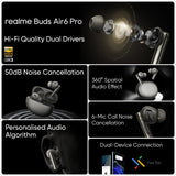 realme Buds Air 6 Pro with 50dB ANC, 360 Spatial Audio and upto 40 hours Playback Bluetooth Headset (Titanium Twilight, True Wireless)