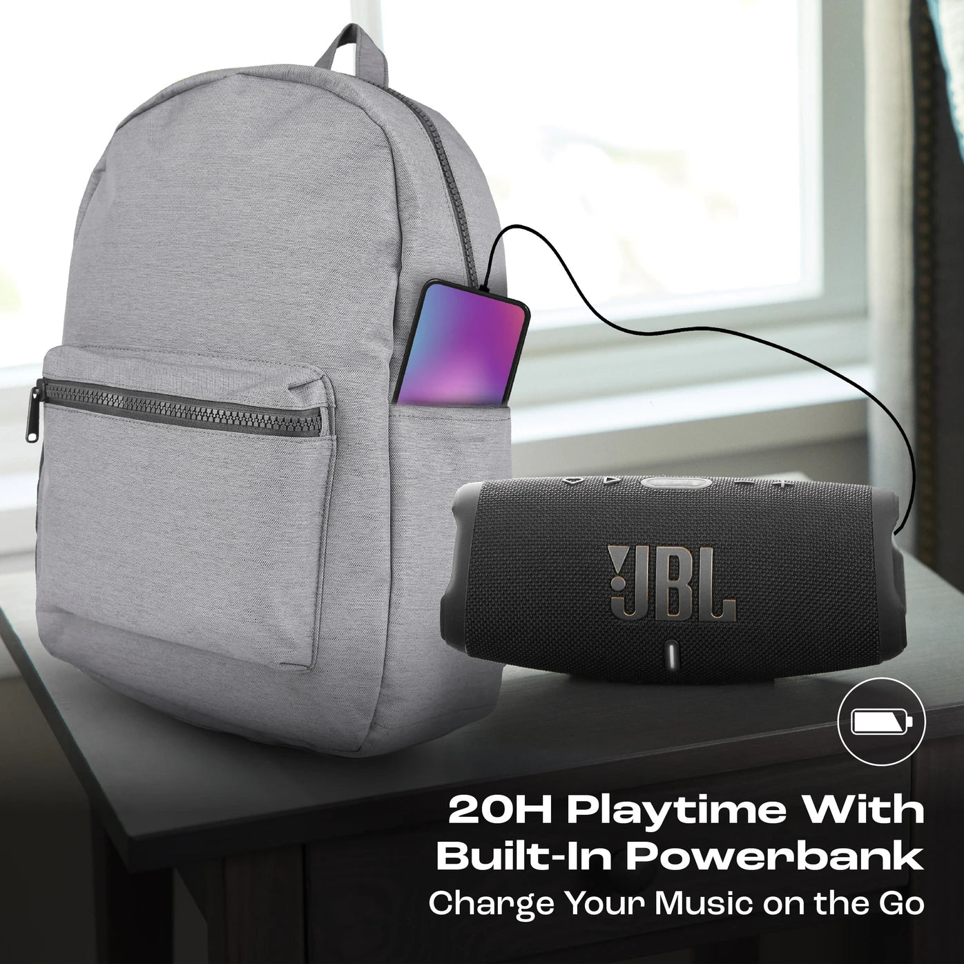 JBL Charge 5 Wifi, 20H Playtime, Deep Bass, Built-in Powerbank, IP67 Water/Dustproof 40 W Bluetooth Speaker (Black, Stereo Channel) - CarrotKart | India's first Open Box ecommerce platform