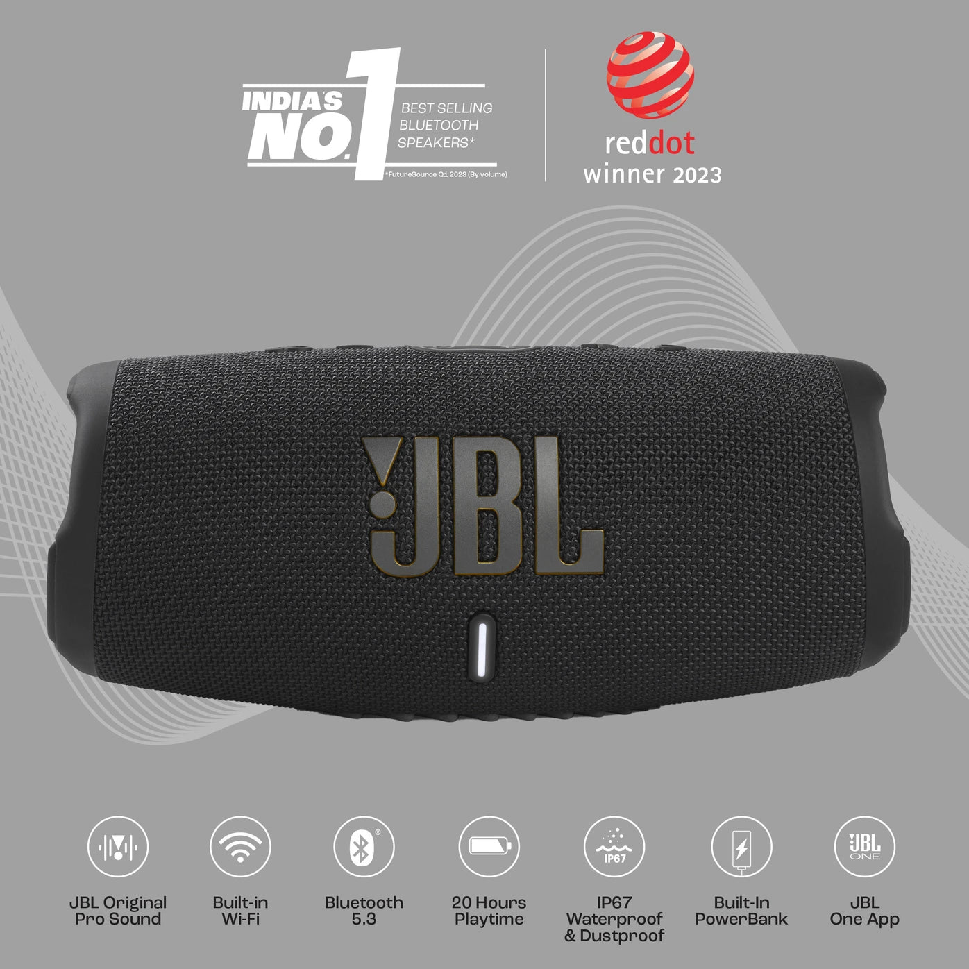 JBL Charge 5 Wifi, 20H Playtime, Deep Bass, Built-in Powerbank, IP67 Water/Dustproof 40 W Bluetooth Speaker (Black, Stereo Channel) - CarrotKart | India's first Open Box ecommerce platform