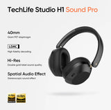 realme TechLife Studio H1 with 43dB ANC, Hi-Res Audio, 40mm Driver and 70hrs Playback Bluetooth Headset (Black, On the Ear)