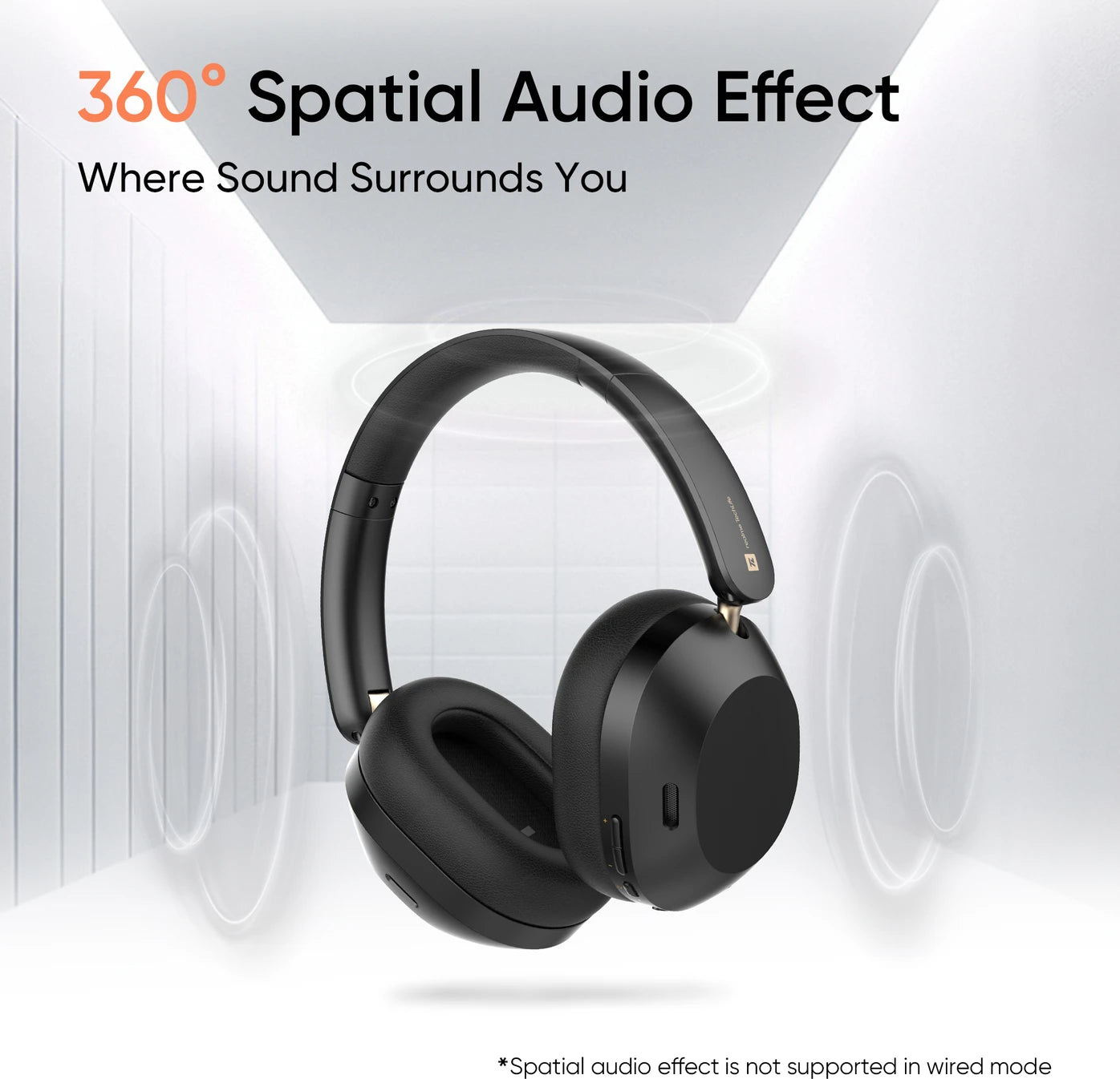 realme TechLife Studio H1 with 43dB ANC, Hi-Res Audio, 40mm Driver and 70hrs Playback Bluetooth Headset (Black, On the Ear)