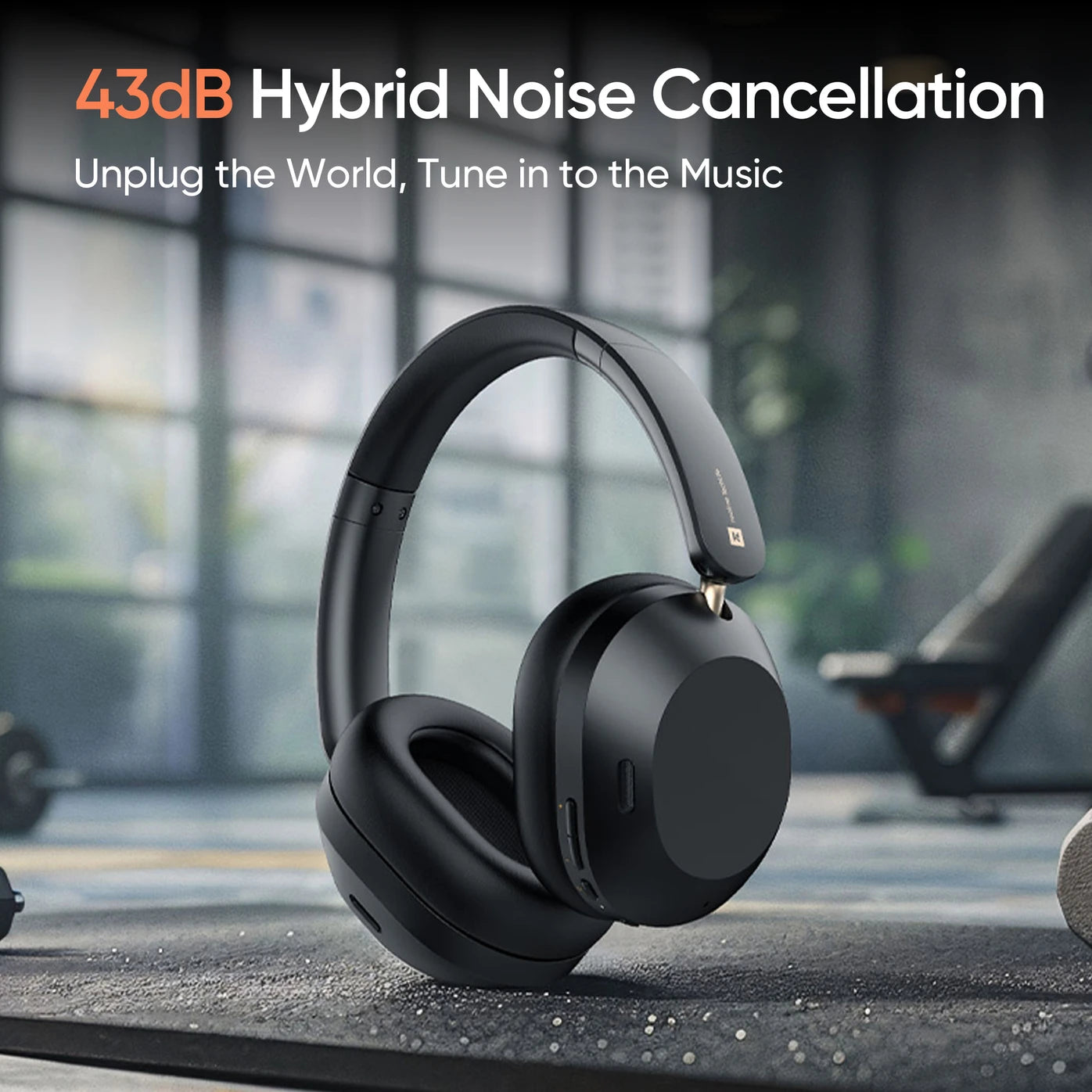 realme TechLife Studio H1 with 43dB ANC, Hi-Res Audio, 40mm Driver and 70hrs Playback Bluetooth Headset (Black, On the Ear)