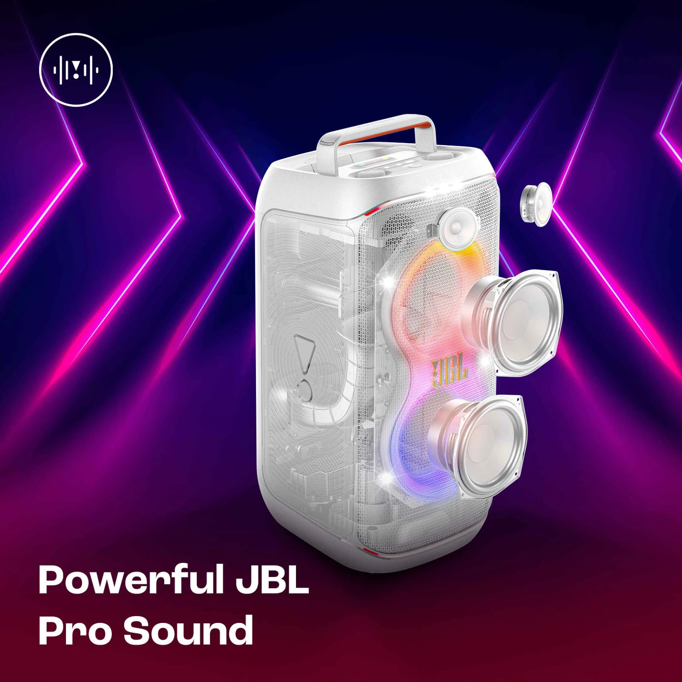 JBL Partybox 120, AI Sound Boost, Futuristic Light Show, Upto 12Hrs Playtime 160 W Bluetooth Party Speaker (White, Mono Channel) - CarrotKart | India's first Open Box ecommerce platform