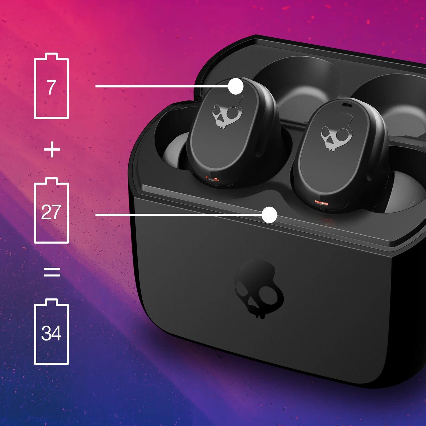Skullcandy Mod TWS Dual-device pairing,Stay-Aware Mode,34Hr Playtime,Customize with App Bluetooth Headset (Light Gray Blue, In the Ear, True Wireless)