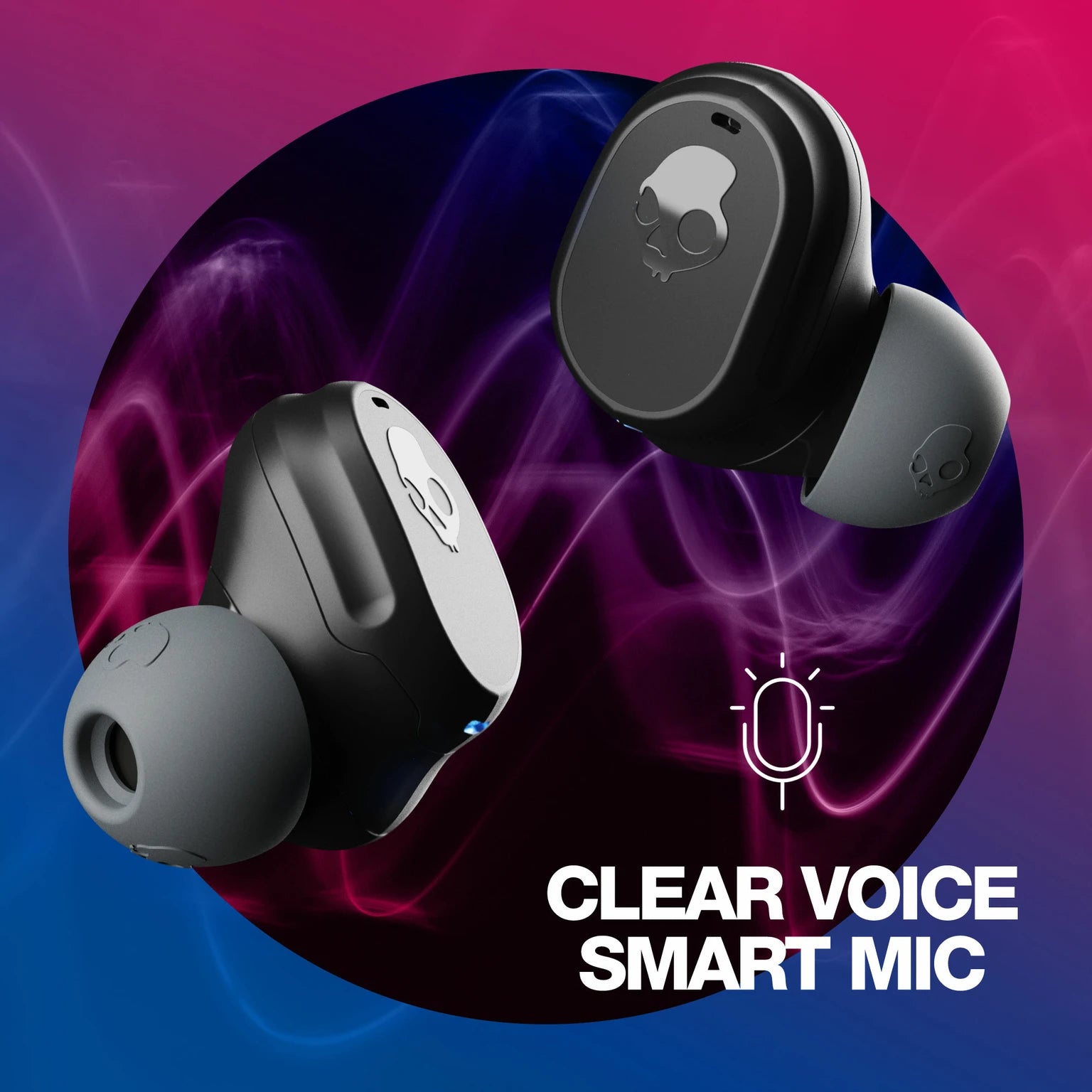 Skullcandy Mod TWS Dual-device pairing,Stay-Aware Mode,34Hr Playtime,Customize with App Bluetooth Headset (Light Gray Blue, In the Ear, True Wireless)