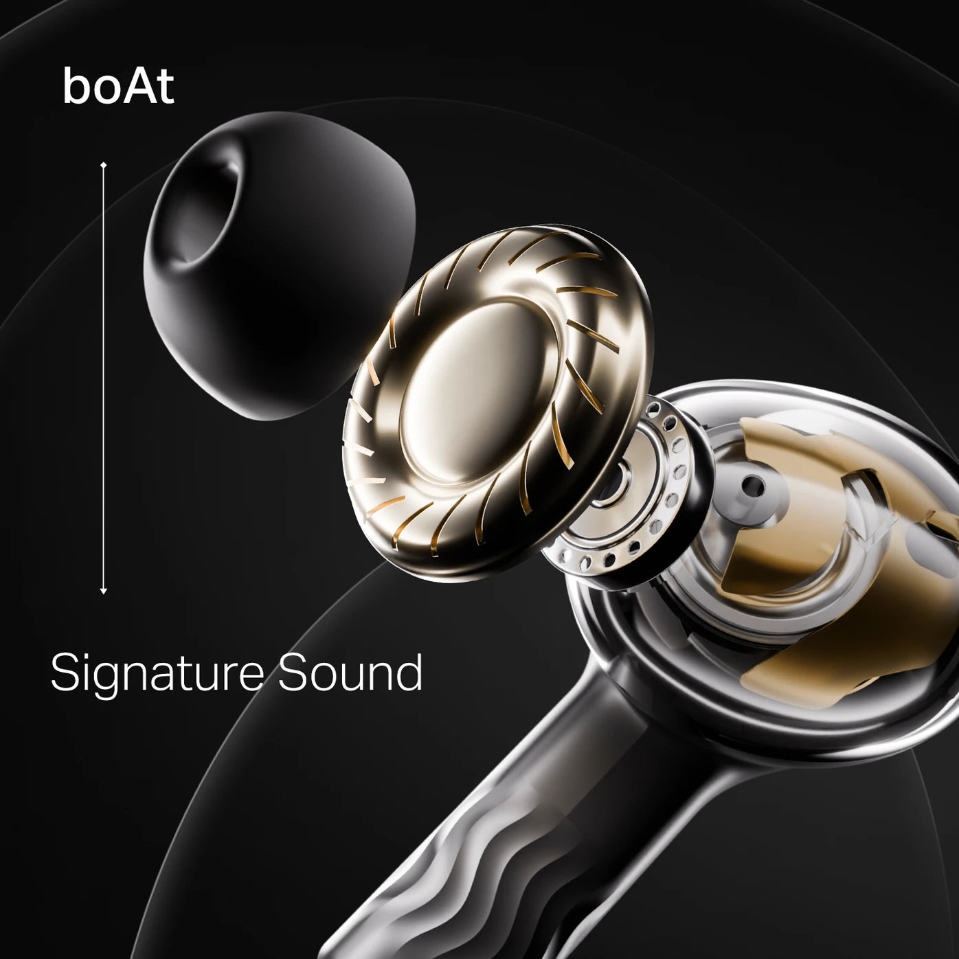 boAt Nirvana Crystl, (2025 Launch), Transparent Case,360 Spatial Audio, 4Mics ENx Bluetooth Headset (Quantum Black, True Wireless)
