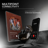 boAt Nirvana Crystl, (2025 Launch), Transparent Case,360 Spatial Audio, 4Mics ENx Bluetooth Headset (Quantum Black, True Wireless)