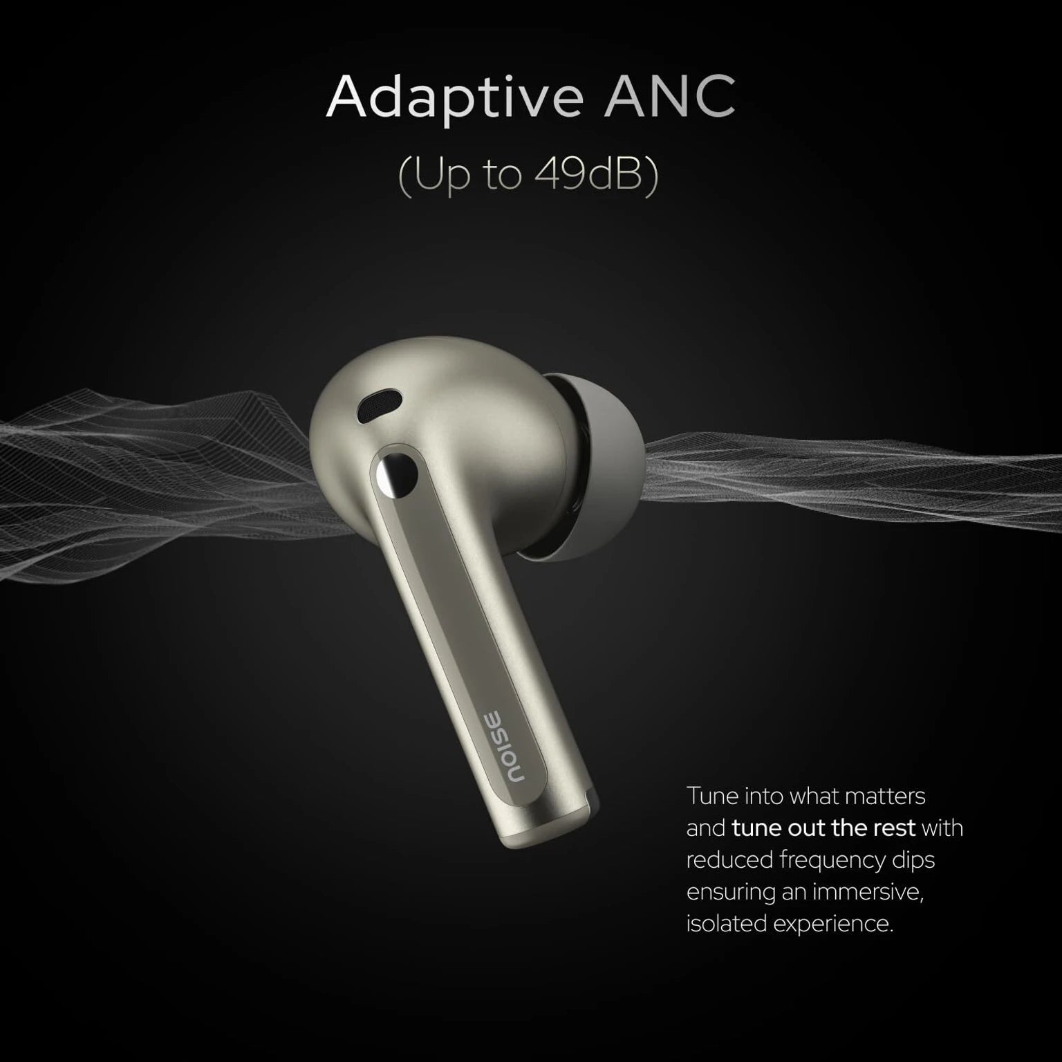 Noise Master Buds, Sound by BOSE, 49dB ANC, 6 Mic ENC, 44 Hr Battery, Spatial Audio Bluetooth Headset (Onyx, True Wireless)