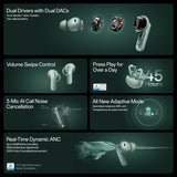 OnePlus Buds 4 55dB ANC, 45 hrs Playback, Dual Drivers with Dual DACs, 3D Audio Bluetooth Headset (Storm Gray, True Wireless)