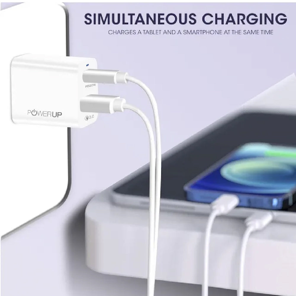 Front view of CarrotKart POWERUP 20W Type A & Type Charger – India | CarrotKart