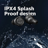 PHILIPS Bluetooth In Ear Earbuds, 18H Play Time, 6mm Dynamic Drivers, IPX4 Proof Bluetooth Headset (Black, True Wireless)