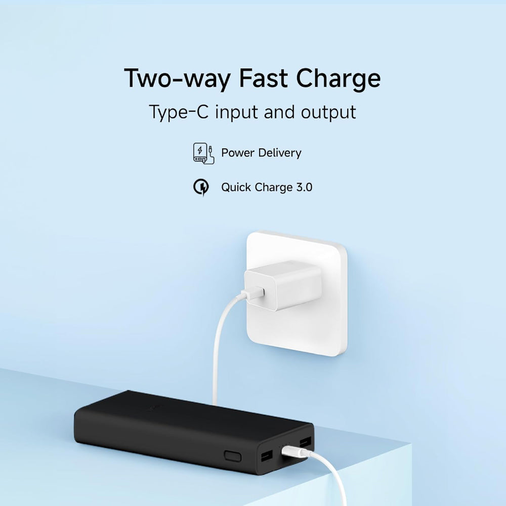 Xiaomi Power Bank 4i 20000mAh 33W Super Fast Charging PD |Smart 12 Layer Protection|Type C Input & Output|Triple Output Ports|Supports Android,Apple, Tablets, Earbuds,Watch(MI Powerbank),Black